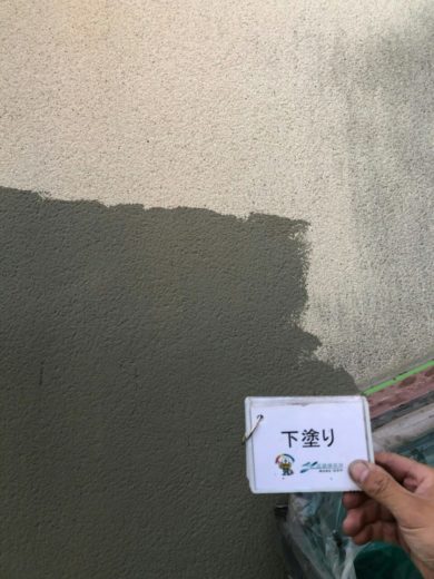 奈良北葛城郡河合町Y様　外壁塗装・その他の工事 外壁塗装下塗り1回目
