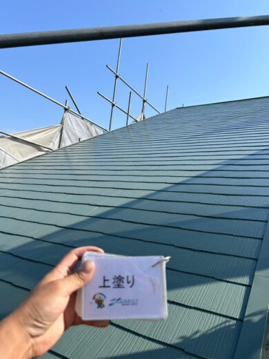 奈良県北葛城郡河合町M様邸　屋根塗装工事 屋根上塗り