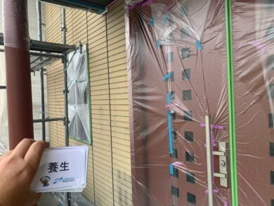 奈良香芝市S様邸　外壁塗装 養生