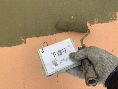 奈良北葛城郡王寺町S様邸　外壁塗装・防水工事 外壁下塗り