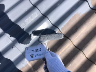 奈良北葛城郡広陵町H様　外壁塗装・屋根塗装工事 屋根下塗り
