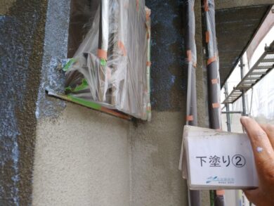 奈良北葛城郡王寺町M様邸　外壁塗装工事 外壁下塗り②