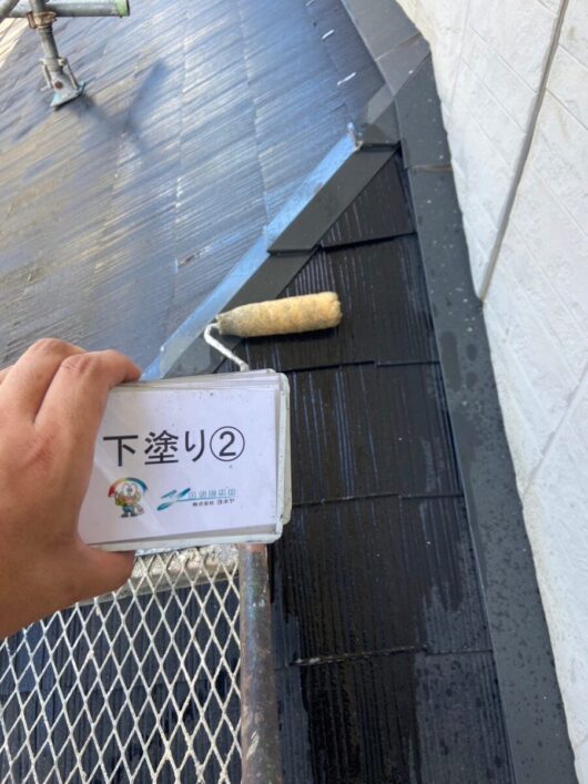 奈良県生駒市K様邸　外壁塗装・屋根塗装工事 外壁下塗り