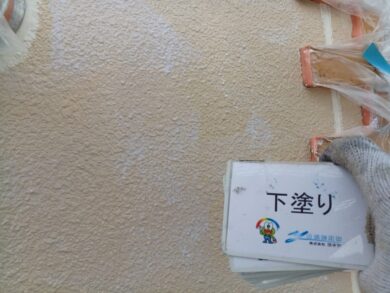 奈良県奈良市O様邸　外壁塗装・屋根塗装・防水工事 外壁下塗り