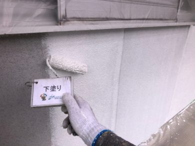 奈良御所市H様邸　外壁塗装　屋根塗装 外壁塗装下塗り