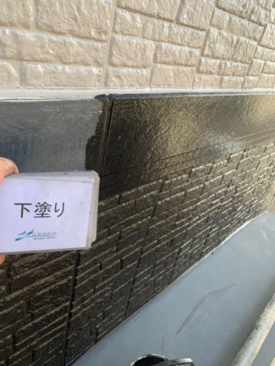 奈良県北葛城郡広陵町K様邸　外壁塗装・屋根塗装・防水工事　 帯　下塗り