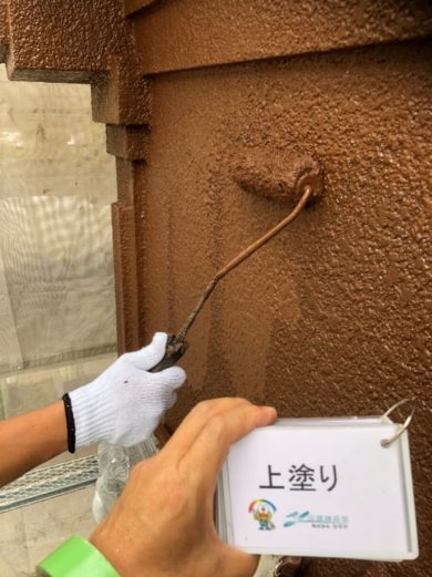 奈良県香芝市U様邸　外壁塗装・屋根塗装工事 外壁塗装　上塗り