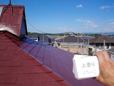 奈良県香芝市Y様邸　外壁塗装・屋根塗装工事 屋根塗装上塗り
