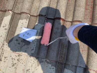 奈良葛城市I様　外壁塗装・屋根塗装工事 屋根下塗り