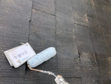 奈良御所市H様邸　外壁塗装　屋根塗装 屋根塗装下塗り2回目
