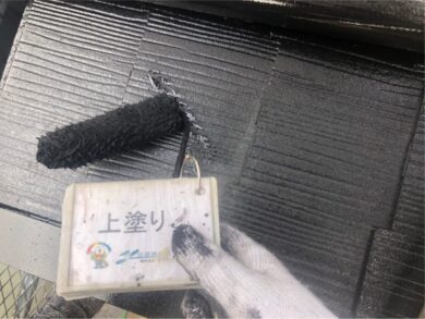 奈良御所市N様邸　外壁塗装・屋根塗装・防水工事 屋根上塗り