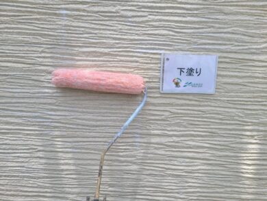 奈良大和高田市N様邸　外壁塗装・屋根塗装・防水工事 外壁下塗り