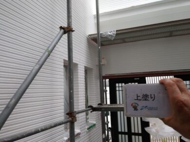奈良県奈良市T様邸　外壁塗装・防水工事 外壁上塗り