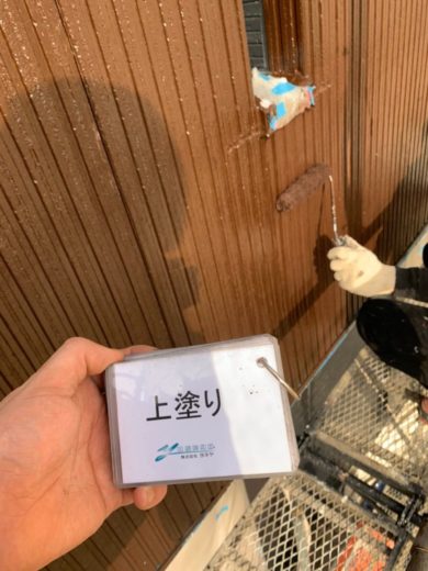 奈良葛城市Y様邸　外壁塗装・屋根塗装・ベランダ防水工事 外壁塗装上塗り②