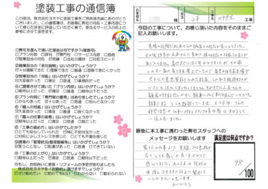 奈良北葛城郡王寺町M様邸 外壁塗装工事のお客様の声