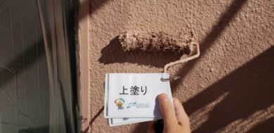 奈良北葛城郡上牧町H様　外壁塗装・屋根塗装・防水工事 外壁塗装上塗り