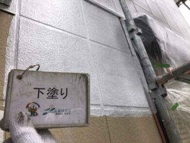 奈良北葛城郡広陵町H様　外壁塗装・屋根塗装工事 外壁下塗り