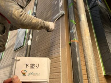 奈良北葛城郡広陵町M様邸　外壁塗装・屋根塗装工事 外壁下塗り