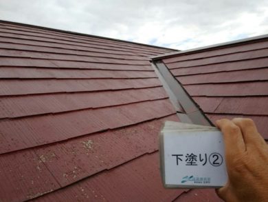 奈良北葛城郡王寺町M様邸　外壁塗装・屋根塗装工事 屋根塗装下塗り