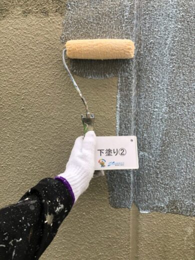 奈良葛城市S様邸　外壁塗装工事 外壁下塗り②