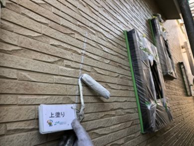 奈良県大和郡山市N様邸　外壁塗装・防水工事 外壁塗装上塗り
