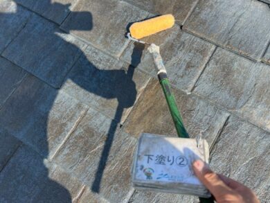 奈良県葛城市K様邸　外壁塗装・屋根塗装工事 屋根下塗り⓶