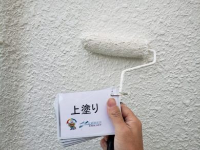 奈良香芝市K様邸　外壁塗装・防水工事 外壁塗装上塗り