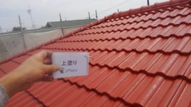 奈良県北葛城郡河合町T様邸　外壁塗装・屋根塗装工事 屋根塗装　上塗り