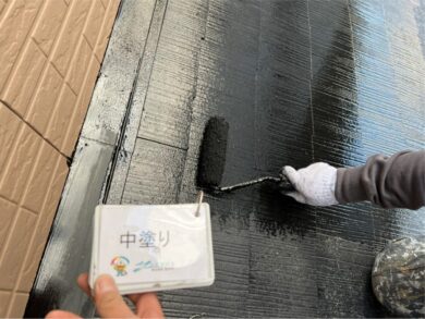 奈良北葛城郡広陵町M様邸　外壁塗装・屋根塗装工事 屋根中塗り