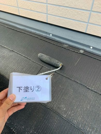 奈良県葛城市M様邸 　外壁塗装・屋根塗装・防水工事 屋根塗装下塗り2回目