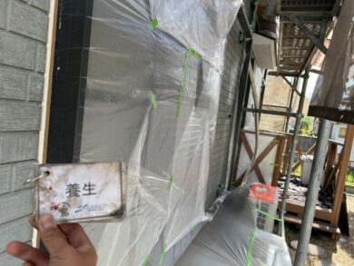 奈良県葛城市I様邸　外壁塗装・屋根塗装・防水工事 養生