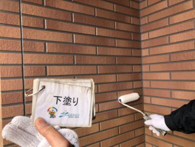 奈良大和高田市H様　外壁塗装工事 外壁塗装下塗り