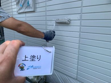 奈良香芝市S様邸　外壁塗装 外壁上塗り