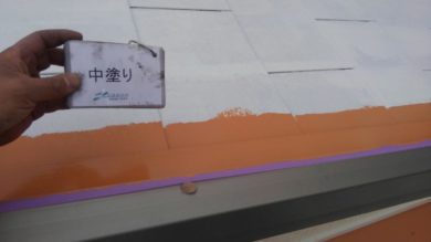 奈良県北葛城郡広陵町S様邸　外壁塗装・屋根塗装工事 屋根塗装　中塗り