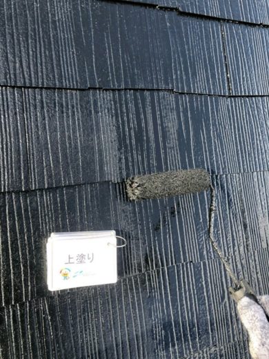 奈良県北葛城郡王寺町T様邸　外壁塗装・屋根塗装工事　 屋根塗装上塗り