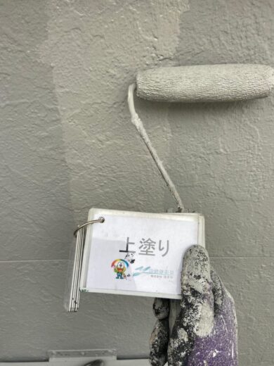 奈良県奈良市Y様邸　外壁塗装・屋根塗装・防水工事 外壁上塗り