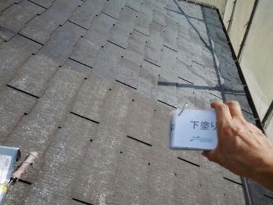 奈良県大和高田市Ｉ様邸 　外壁塗装・屋根塗装工事 屋根の下塗り