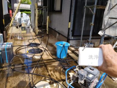 奈良生駒郡斑鳩町I様邸　外壁塗装・屋根塗装・防水工事 洗浄
