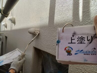 奈良県橿原市A株式会社様（オフィスビル）　外壁塗装工事 外壁上塗り
