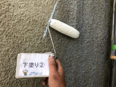 奈良北葛城郡広陵町I様　外壁塗装・屋根塗装・防水工事 外壁下塗り②