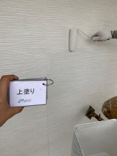 奈良奈良市M様邸　外壁塗装・屋根塗装・防水工事 外壁塗装上塗り