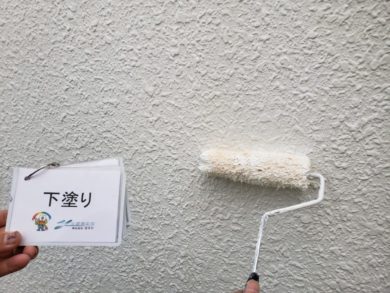 奈良香芝市K様邸　外壁塗装・防水工事 外壁塗装下塗り