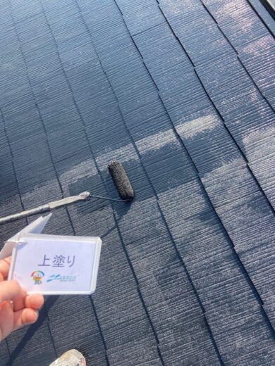 奈良県香芝市S様邸　外壁塗装・屋根塗装工事 屋根上塗り