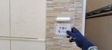 奈良県奈良市I様邸　外壁塗装・屋根塗装・防水工事 外壁下塗り