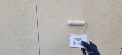 奈良県奈良市I様邸　外壁塗装・屋根塗装・防水工事 外壁下塗り