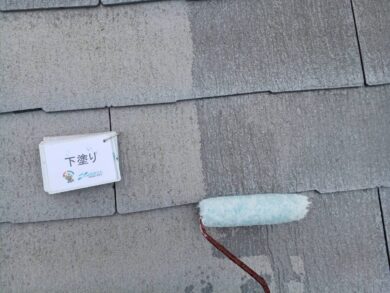 奈良北葛城郡上牧町K様邸　外壁塗装・屋根塗装工事 屋根下塗り