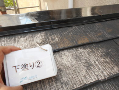 奈良大和高田市N様　外壁塗装・屋根塗装 屋根塗装下塗り1回目