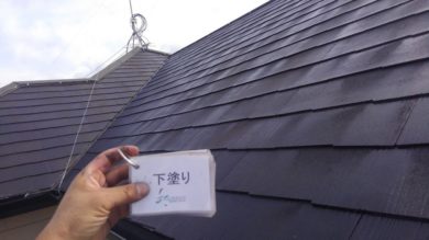 奈良県香芝市O様邸　外壁塗装・屋根塗装・防水工事 屋根塗装下塗り1回目