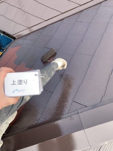奈良県北葛城郡河合町Ｓ様邸　外壁塗装・屋根塗装・防水工事 屋根部、上塗り