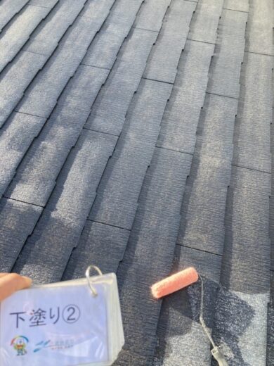 奈良県葛城市K様邸　外壁塗装・屋根塗装・防水工事 屋根下塗り⓶
